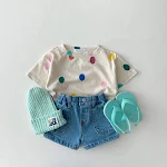 Camiseta infantil com balões Roupa infantil fina Leve e respirável Ideal para brincar e se divertir com conforto Perfeita para o verão — foto 3