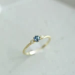 Anéis ROMAD com strass azul oceano para mulheres, tamanho 10.5, anéis de dedo dourados e prateados, perfeitos para casamentos e noivados, estilo boêmio simples. — foto 2