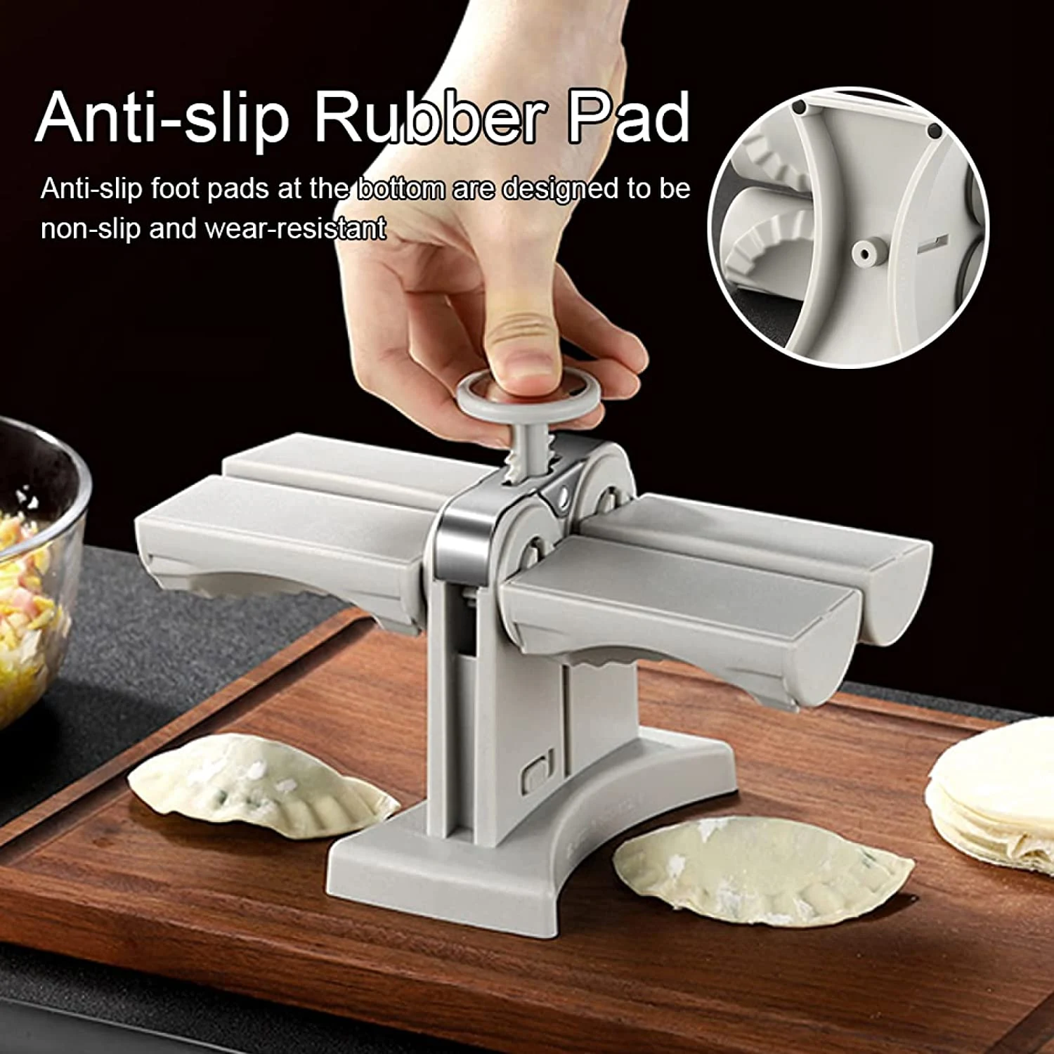 Molde para hacer empanadillas de doble cabezal, artefacto perezoso para hacer empanadillas, prensa manual, accesorios de cocina. — foto 6