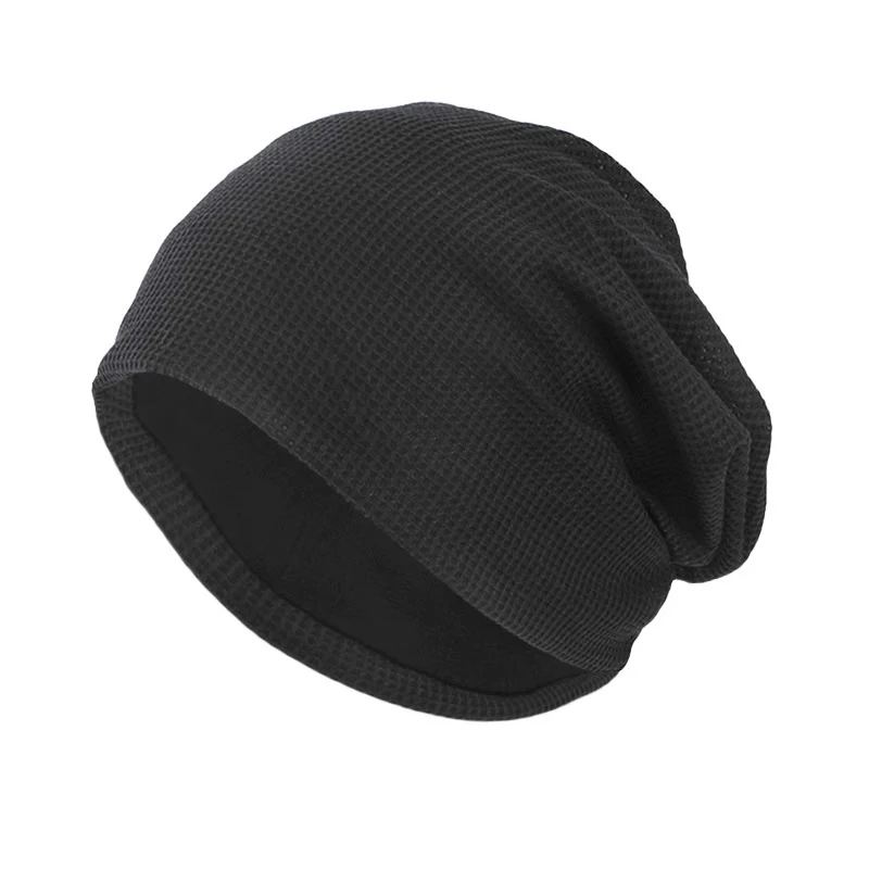 New Cotton Beanie Hat Double Layer Warmer Checkered Couple Unisex Slouchy Baggy Hat Chemo Turban Headcover — photo 4