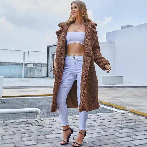 Title 3, Solid color double-sided velvet long furry coat...
