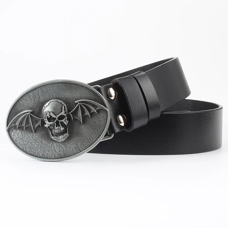 Title 10, Leisure Skull Decoration Belt Pure Leather Styl...