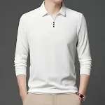 Camisa polo de negócios de cor sólida para meia-idade com gola, ideal para elegância e conforto no ambiente profissional. — foto 6