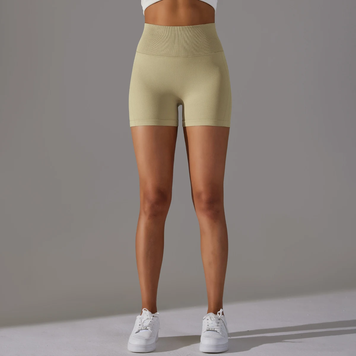 Seamless High Waist Yoga Shorts, Tight Belly Trimming with Hip Shaping and High Elasticity for Comfort and Enhanced Perf — photo 1