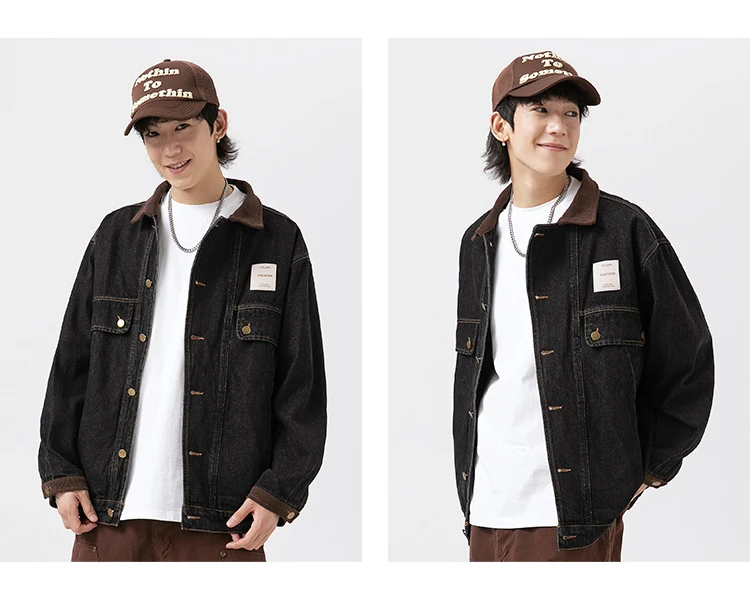 Title 10, Color Stitching Turnover Neck Profile Pocket De...