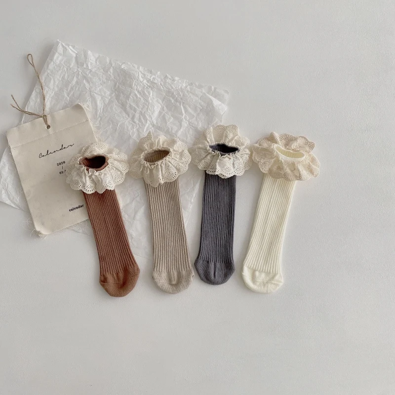 Koreaanse Morandi-hakloze effen kanten sokken — foto 4