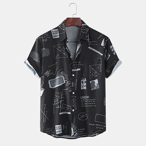 Title 3, MenS Casual Shirts Graffiti Fashion Printed Sh...