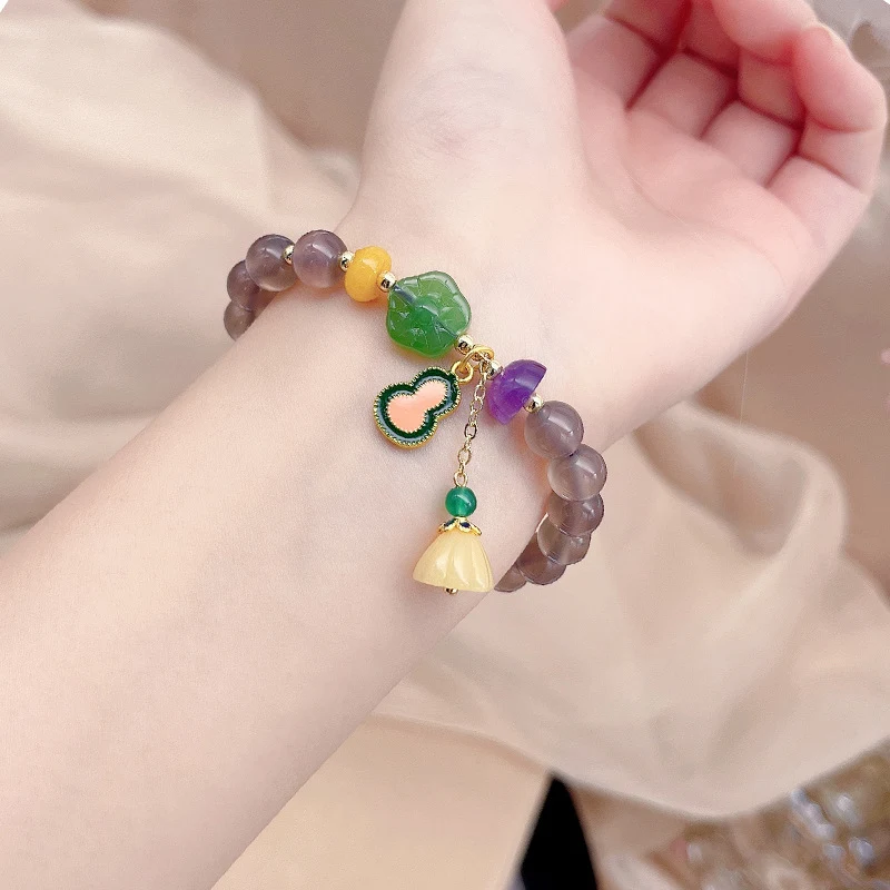 Title 1, Pulseira de ágata jade malva fumê para mulheres...