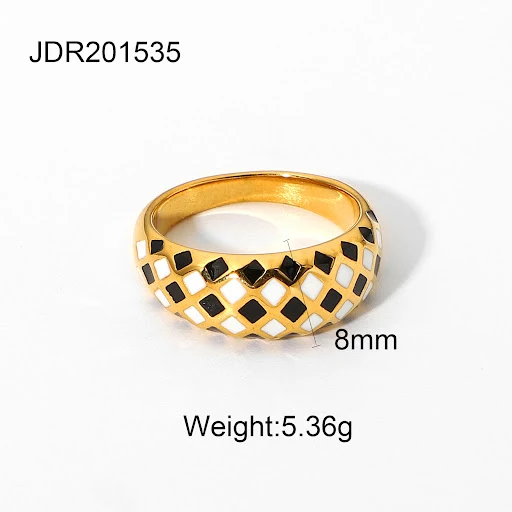 Title 8, Anillo Ajedrez con Diseño a Cuadros de Fiesta J...