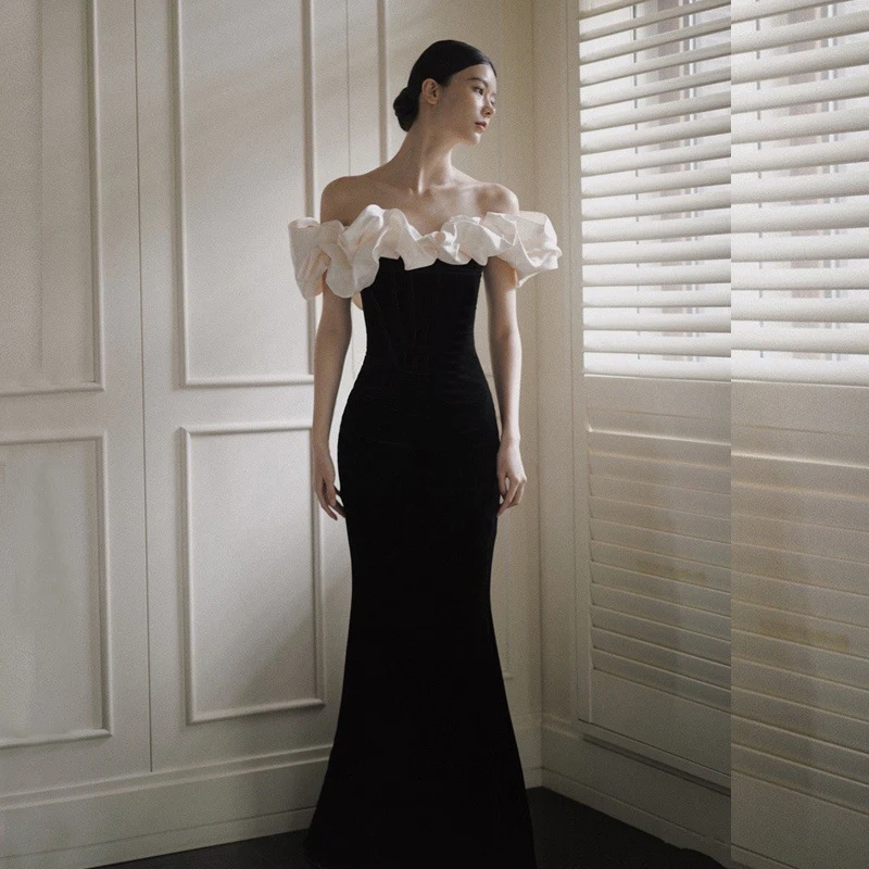 Title 5, Vestido de noite cetim francês, noiva elegante,...