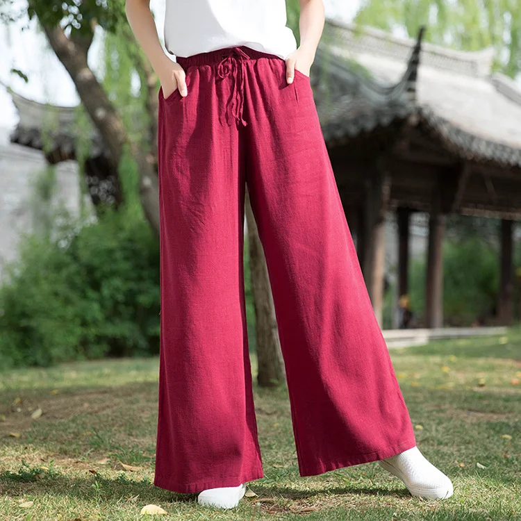 Women's Cotton and Linen National Style Light Retro Wide-leg Pants. Comfortable, breathable, and stylish wide-leg design — photo 4