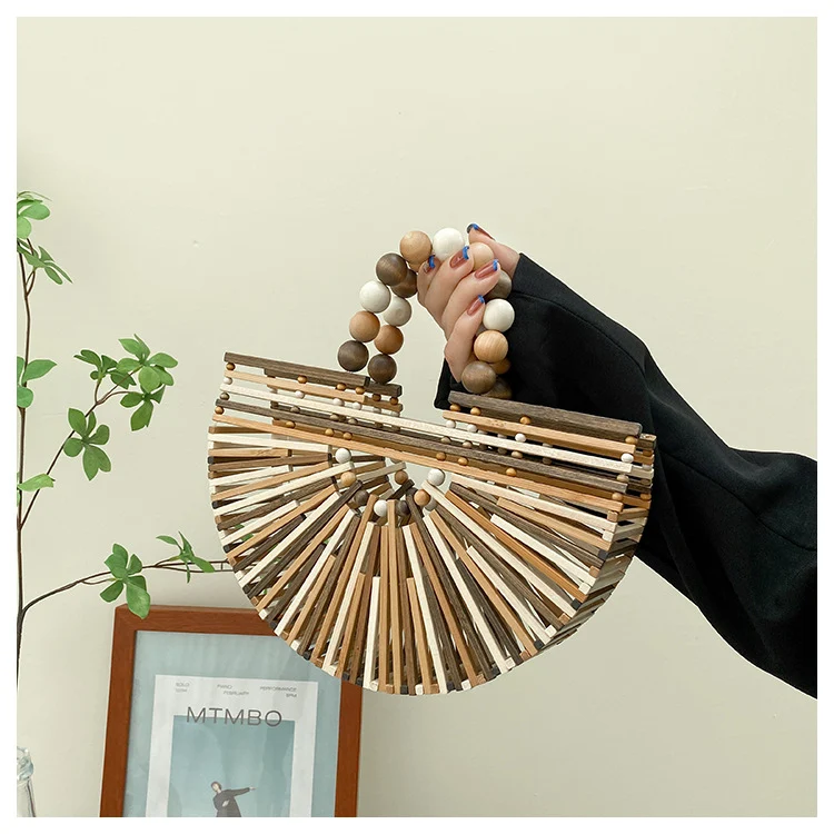 Nova Bolsa de Bambu Tecida Feminina com Contas Portátil Perfeita para Mulheres Modernas Leve Seus Essenciais com Elegância — foto 8