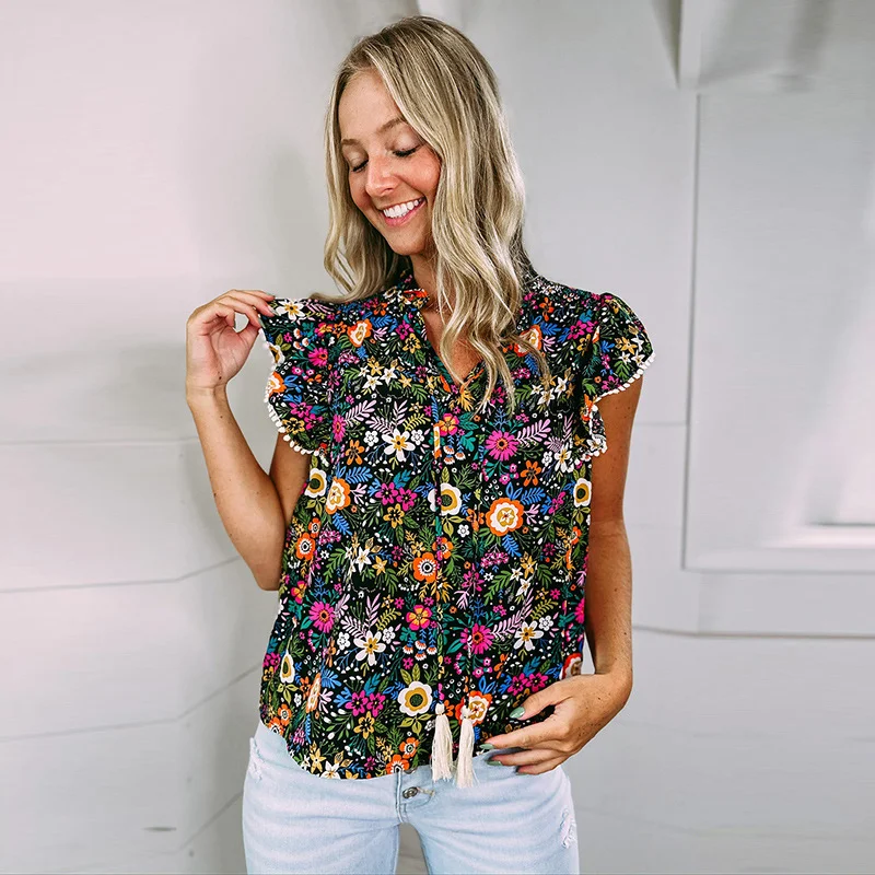 Women's Lace Chiffon Fashion Short Sleeve — photo 5