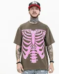 Men's Skeleton Cashew Flower Loose Short Sleeve T-Shirt, comfortable, breathable, and stylish. Perfect for casual wear a — photo 1