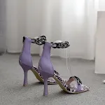 European and American foreign trade new metal chain one word high heel sandals, stylish footwear for a fashionable and e — photo 6