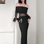 Vestido feminino de inverno sexy com ombro de fora, plissado, manga longa em poliéster, ideal para festas e eventos noturnos. — foto 11