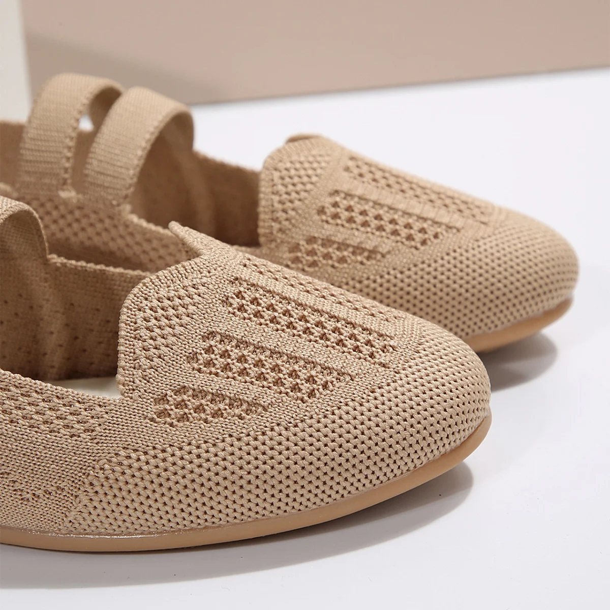Casual Mesh Flats Women's Low-cut Round Toe Slip-on Knit Shoes — photo 8