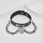 Gothic Hartvormige Armband met Leer, Schakels, Metalen Drukknop en Sluiting, Een Uniek Sieraad voor een Stijlvolle Look — foto 5
