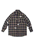 Giacca scozzese con stampa farfalle vintage dalla vestibilità ampia. Perfetta per un look casual e confortevole, ideale per ogni occasione. — foto 4