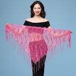 Hua Yu Reggiseno Triangolare con Paillettes e Nappe per Danza del Ventre, Ideale per Spettacoli, Balli. Brilla sul Palco, comfort e stile. — foto 19