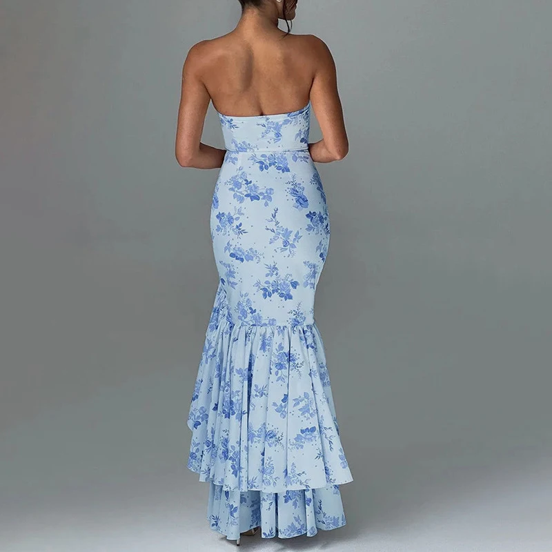 Title 5, Vestido tubinho estampado de verão com babados ...