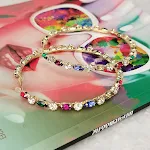 Exagerados aretes de vidrio con forma de corazón y diamantes de aleación, realzan tu look. ¡Brillo y estilo únicos! — foto 5