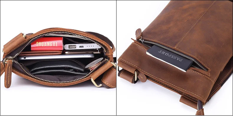Bolsa de couro masculina casual multifuncional, estilo mensageiro coreano, para ombro, ideal para negócios e uso diário. — foto 4