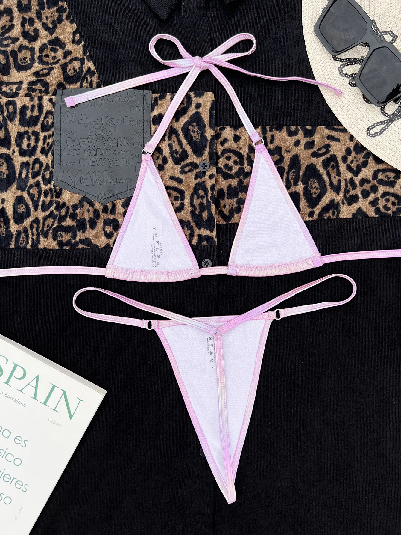 Nuovo Bikini Donna con Gradiente Perlato e Design Spaccato, perfetto per l'estate. Indossa un look elegante e alla moda in spiaggia. — foto 3