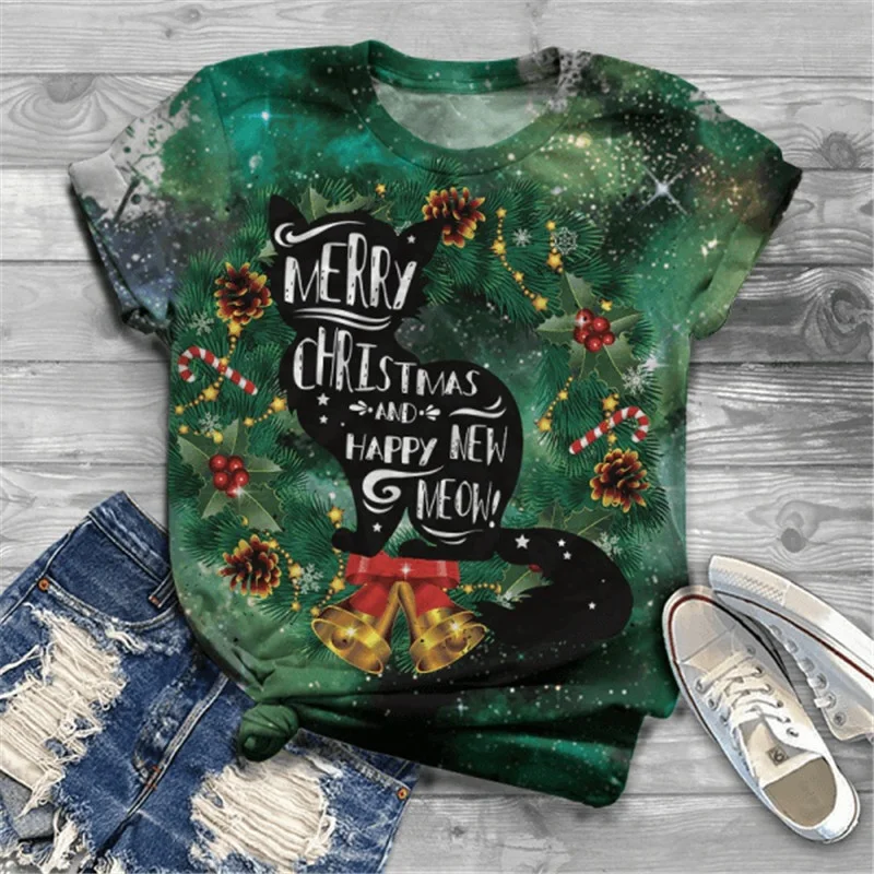 Camiseta 3D de impressão digital Gato animal de estimação fofo manga curta Uma camiseta adorável para donos de gatos. Ideal para uso casual ou presente. — foto 1