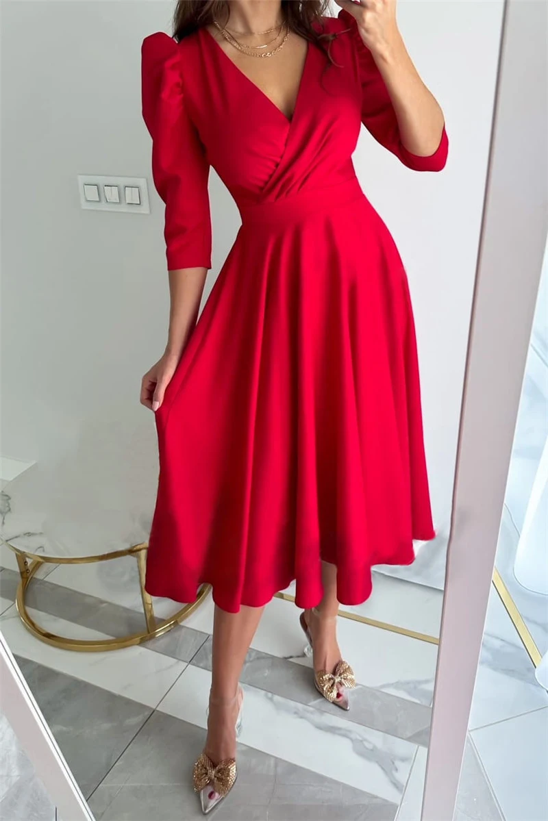 Title 16, Womens Solid Color Pleated Waist Tight 34 Slee...