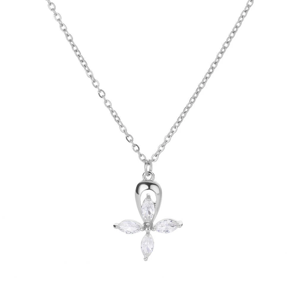 Colar com pingente de cruz retrô simples com micro zircônias incrustadas, adicione um toque de elegância ao seu visual. — foto 2