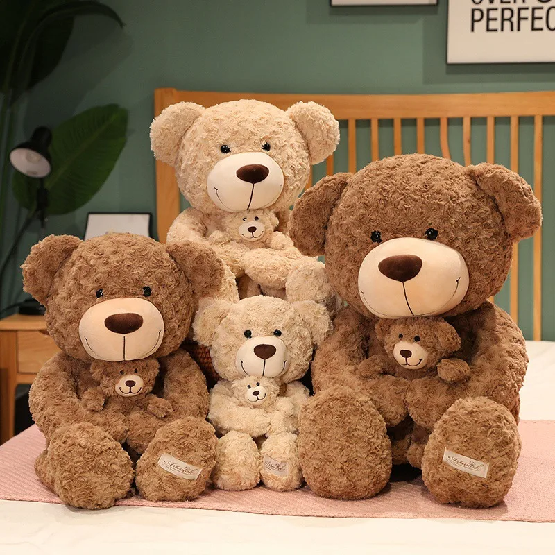 Title 2, Urso de pelúcia mãe e filho siamês fofo, um bri...