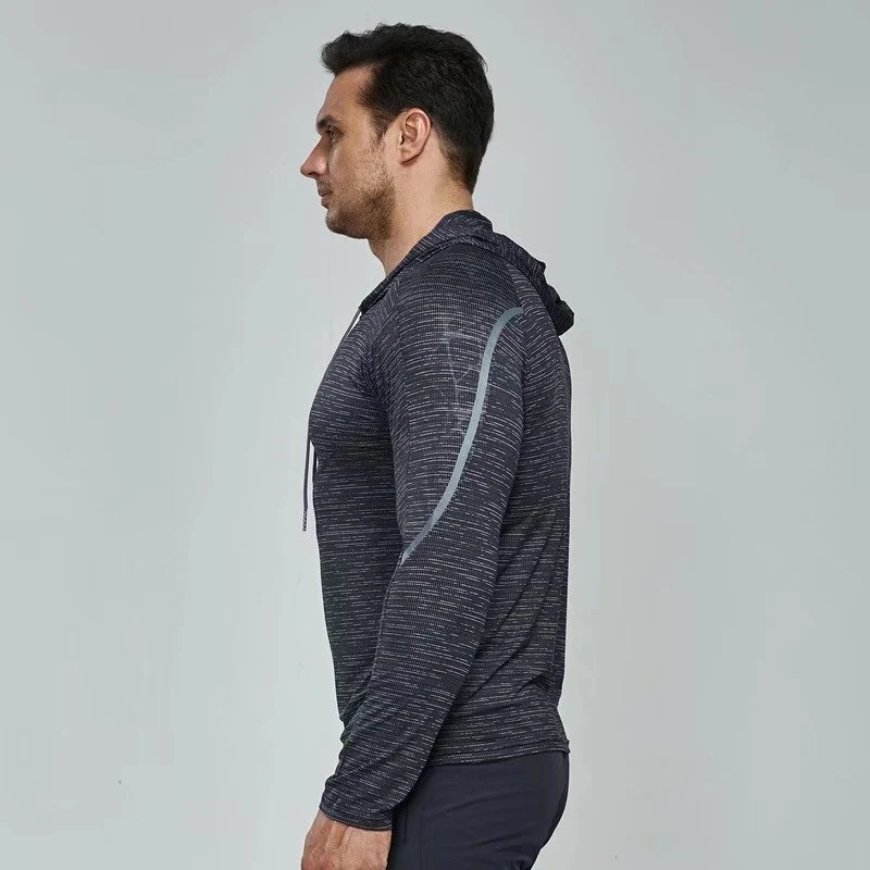 Men's Running Long Sleeved T-shirt Hooded Fitness Suit Perfect for running and training. Offers comfort, protection, and — photo 8