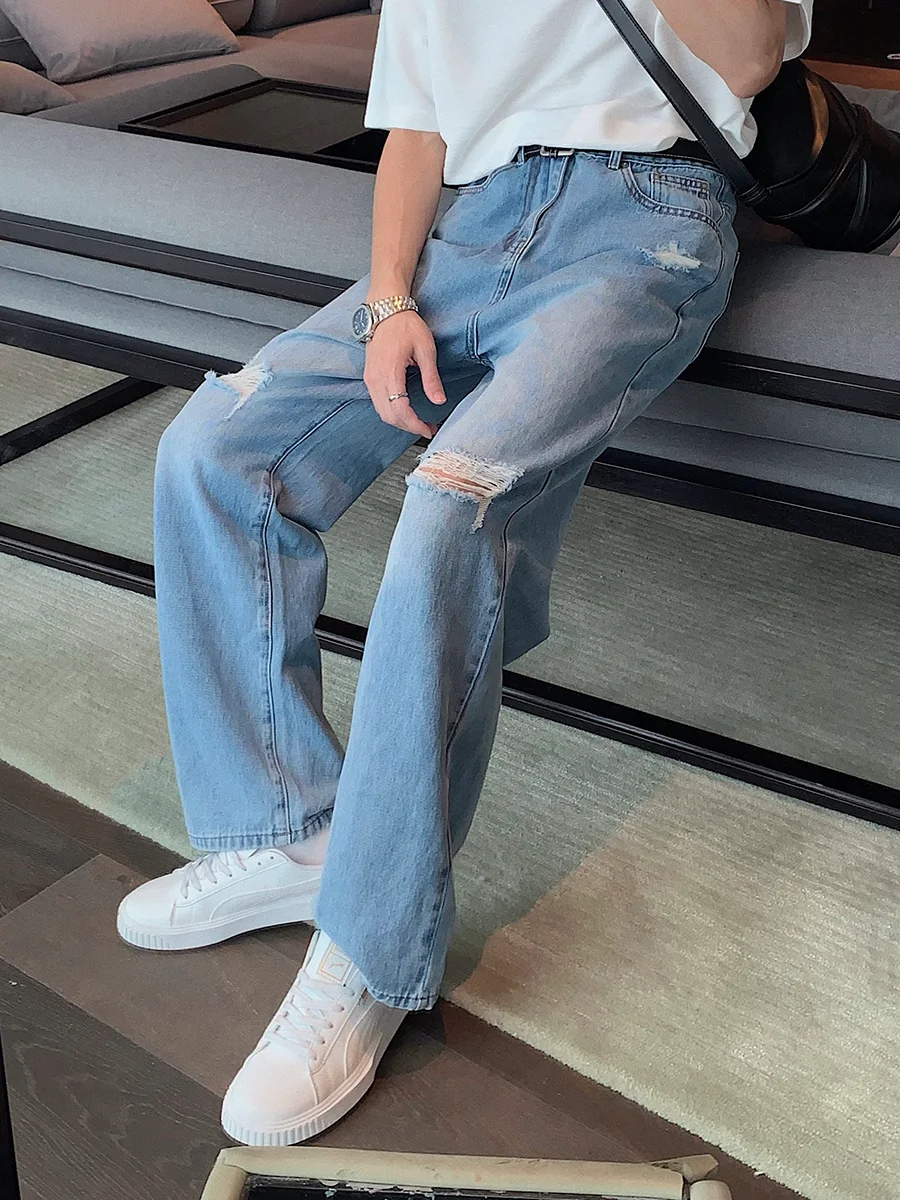 Title 4, Jeans Ruffian Handsome para hombre, rotos en la...