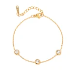 Pulseira de aço inoxidável com zircônia redonda banhada a ouro 18K. Elegância e durabilidade para mulheres, perfeita para uso diário — foto 1