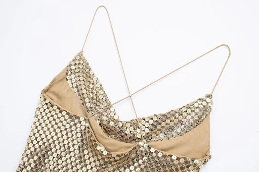 Title 4, Sexy Sequined Swing Collar Sling Dress Womens ...