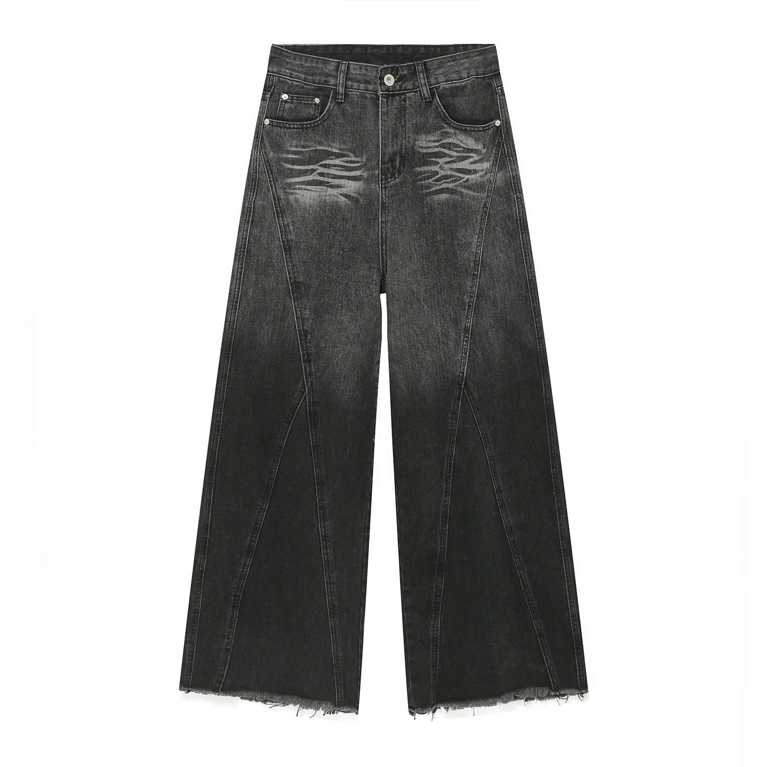Jeans holgados estilo patchwork americano con diseño desgastado, para un look casual y moderno, comodidad y estilo en cada paso — foto 16