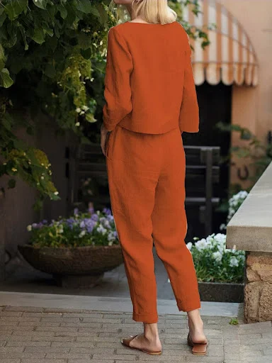 Title 6, Womens Clothing Cotton And Linen Suit Casual T...
