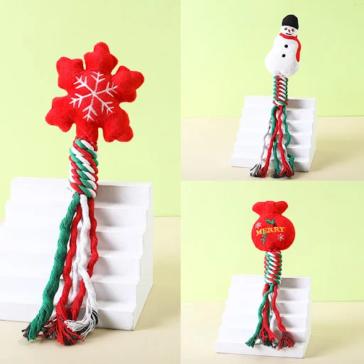 Title 3, 3pcs Christmas Cotton Rope Pet Plush Toy Molar ...
