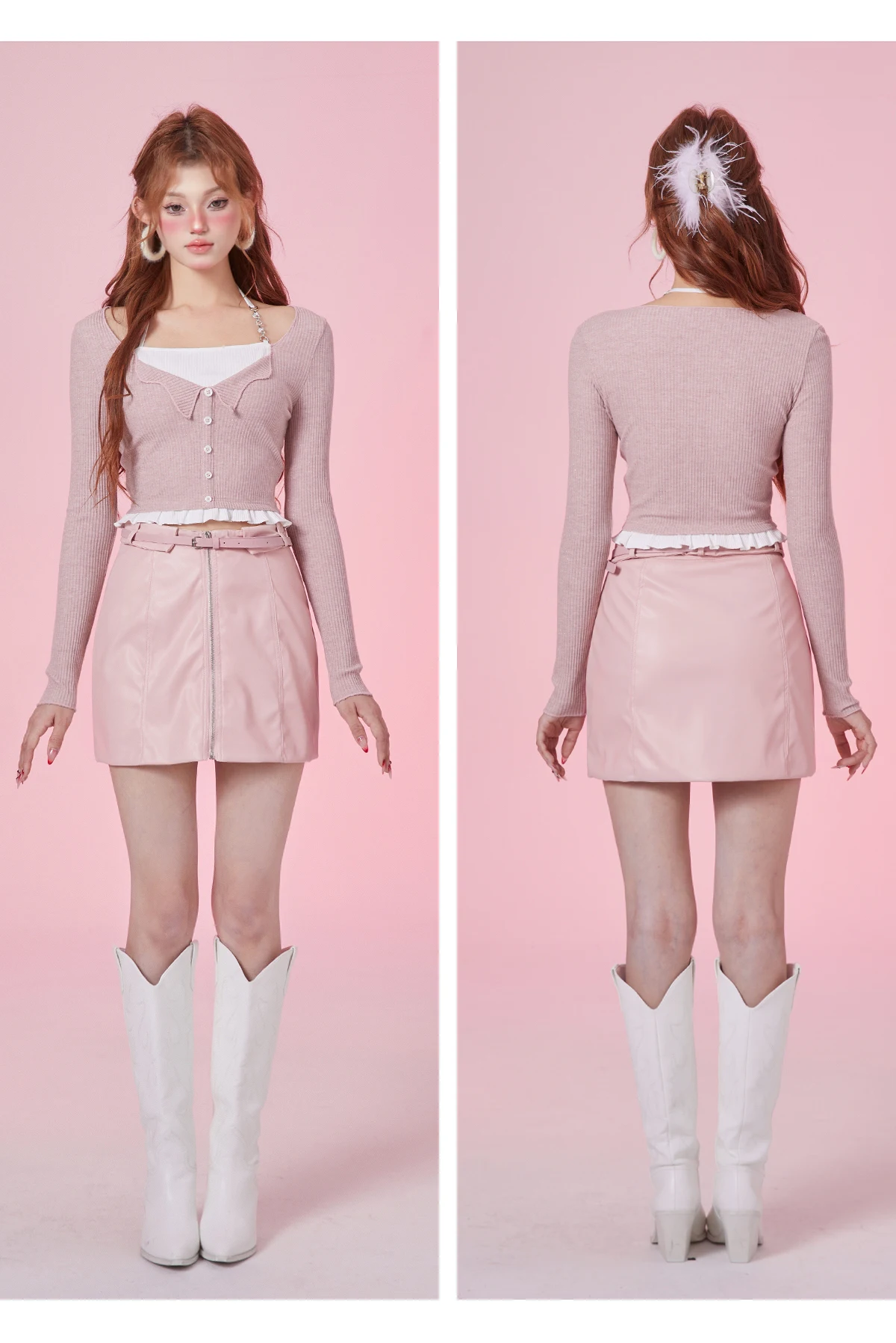 Title 6, Knitted Lace Fake Two-piece Top