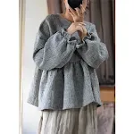 Double-layer linen round neck cute anti-aging French retro blouse. A stylish and comfortable choice for a timeless elega — photo 8