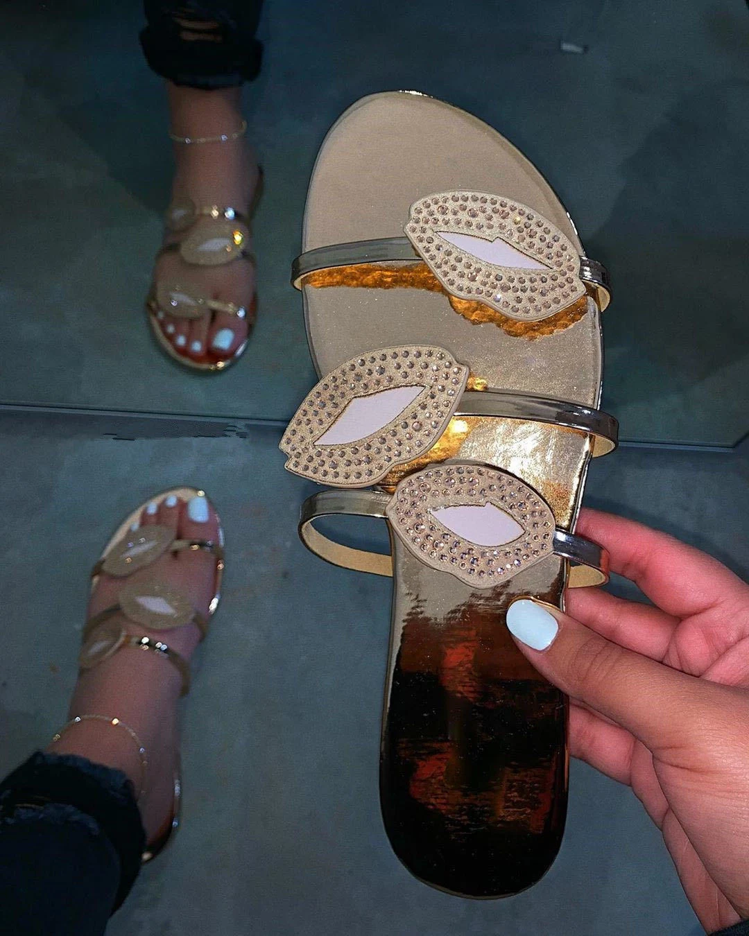 Title 8, Sexy Lips Rhinestone Sandals