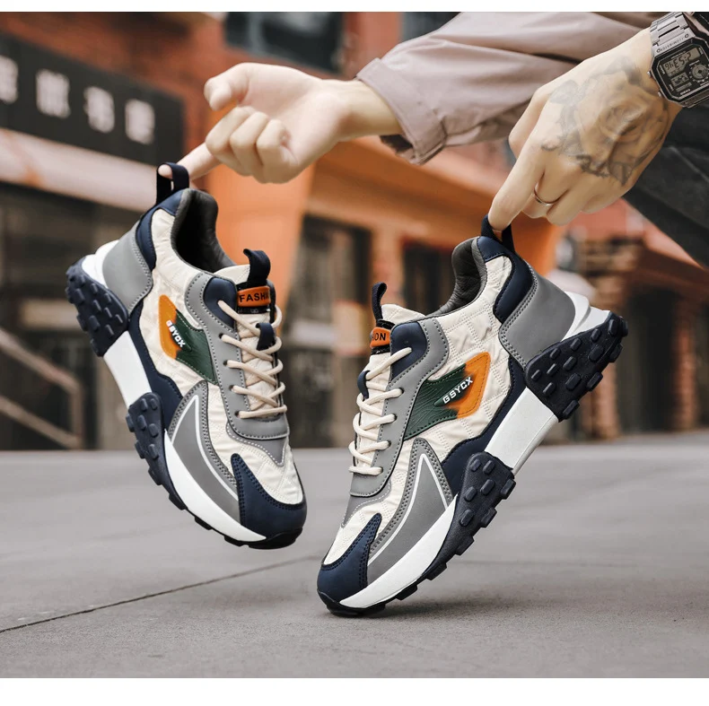 Sportowe Buty Casual Platform Daddy Męskie Jesień – Wygodne obuwie codzienne z grubą podeszwą dla mężczyzn, idealne na jesienne spacery i aktywności — zdjęcie 19