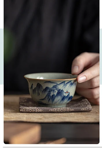 Title 6, Retro Hand-painted Old Clay Ru Ware Kung Fu Tea...