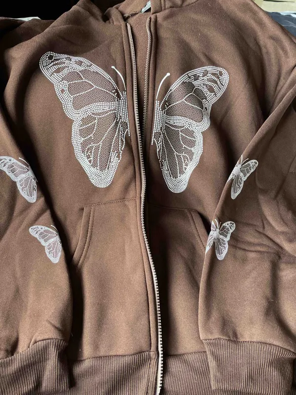 Title 6, Autumn And Winter Butterfly Floral Print Long S...