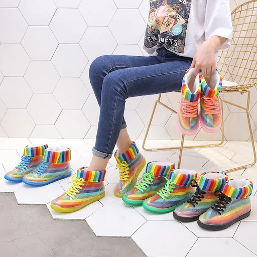 Title 1, Fashion jelly short tube rain boots, wearable r...