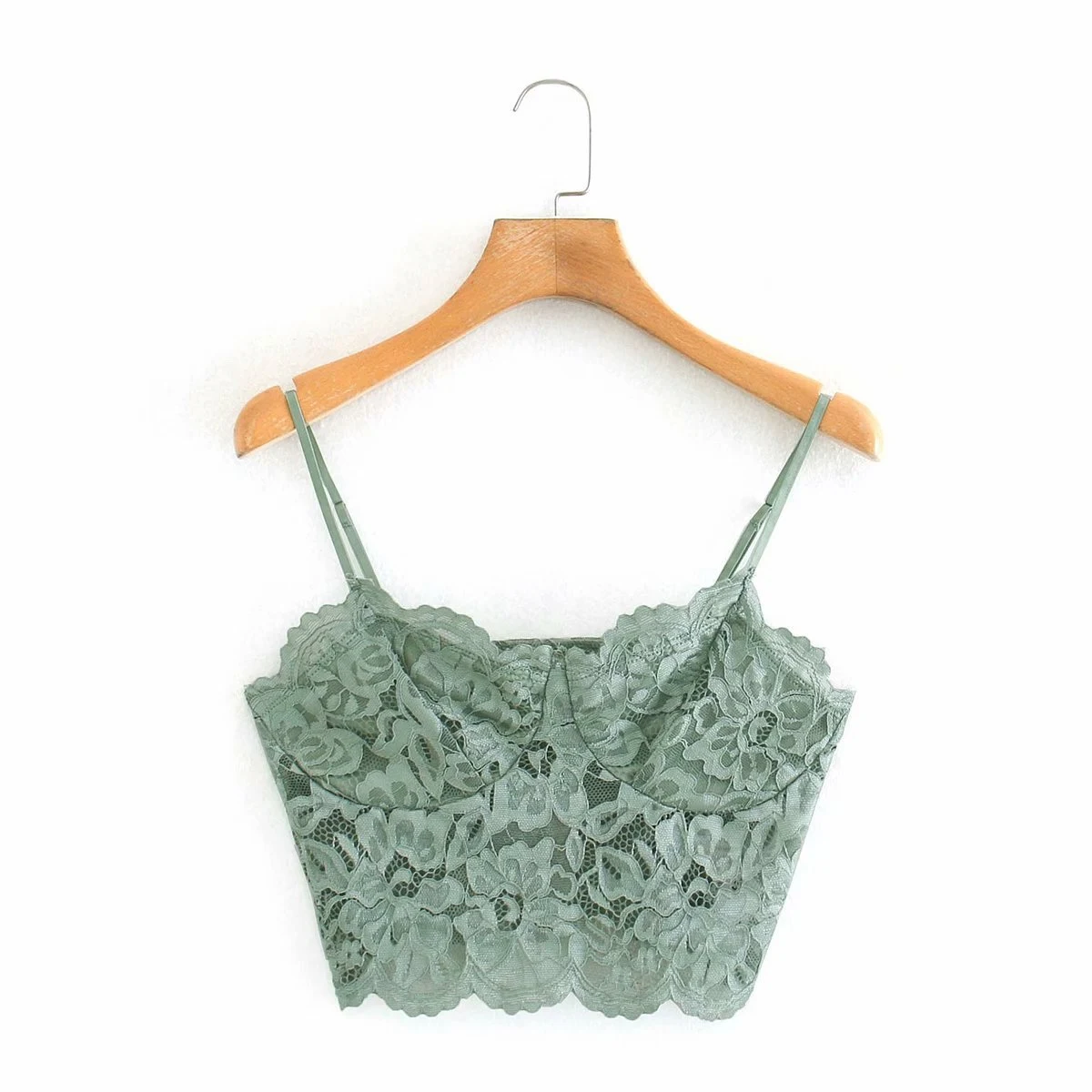 Tanktop Camis Cropped Traf Dames Chic-Tops Dunne bandjes Kant Backless Vintage Dames Sexy — foto 5