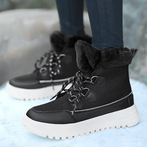 Title 4, Botas de neve femininas com veludo quente e ant...
