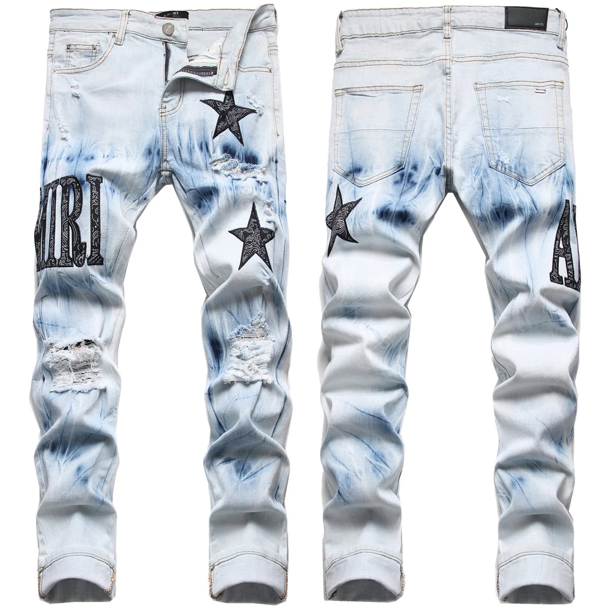Winter Cotton Trousers Denim Blue Youth Jeans Comfortable and warm jeans for young people. Perfect for winter, offering — photo 1