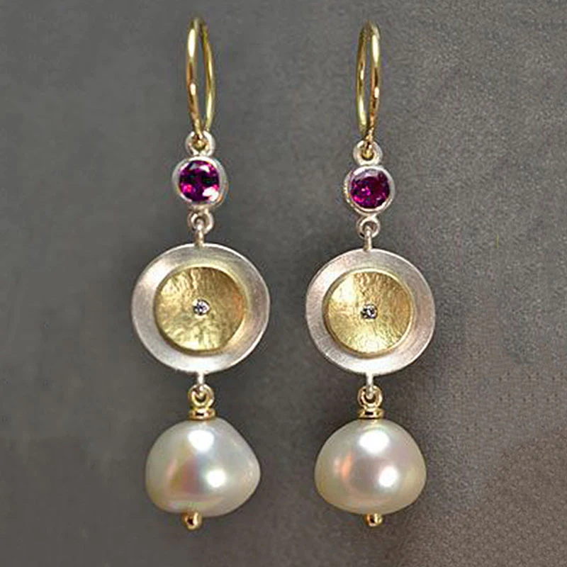 Orecchini diamanti rossi prugna 925 Color Set, un'eleganza senza tempo. Gioielli raffinati per ogni occasione. Il regalo perfetto per lei. — foto 2